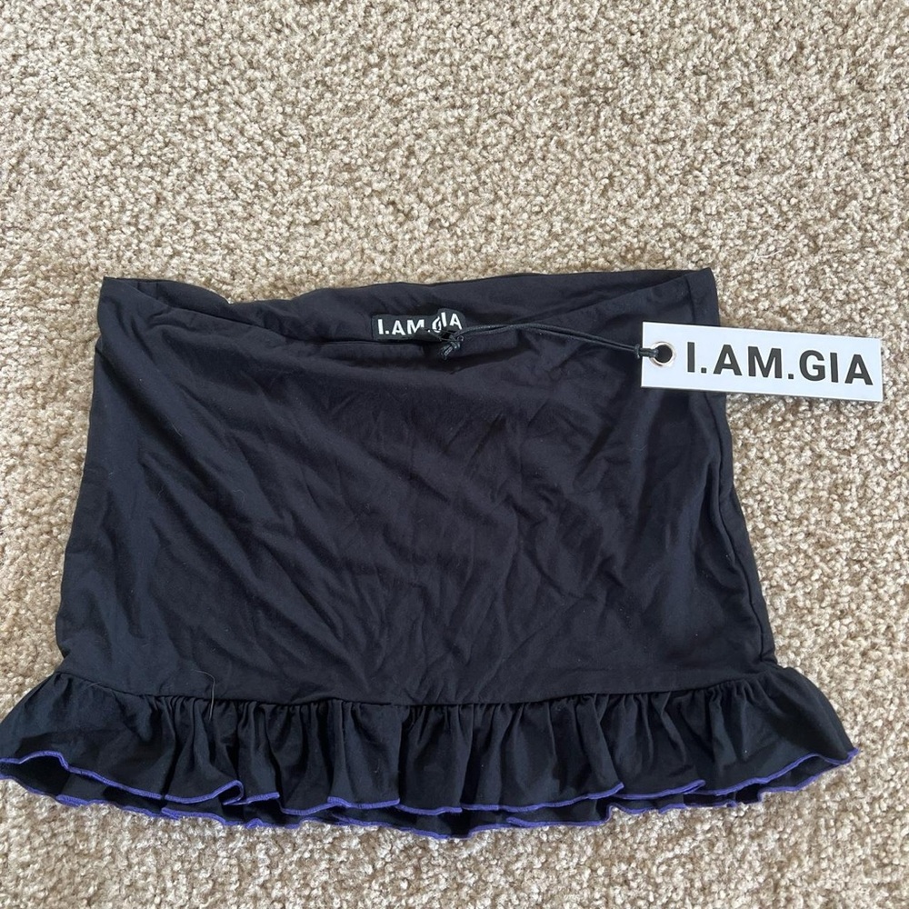 I.AM.GIA Black Purple Taylor Angel Wings Grunge Low Rise Frill Mini Skirt - Picture 4 of 7